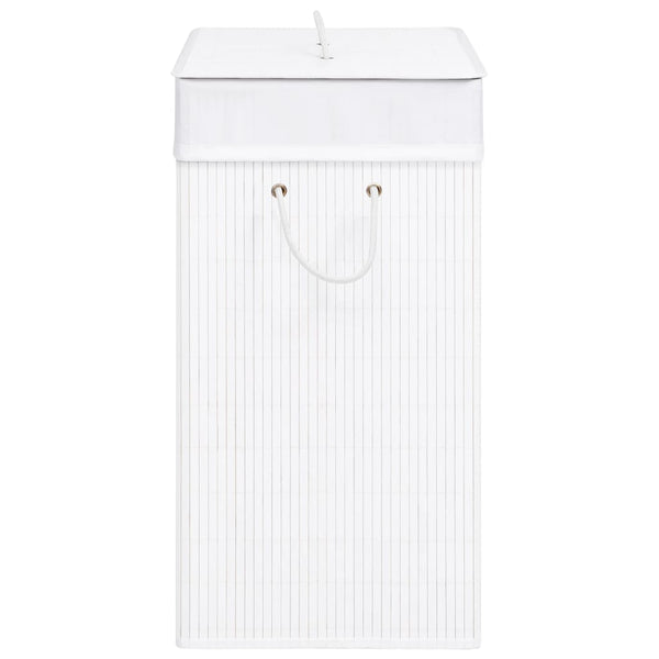 Bambus Wäschekorb Weiß - 2 Fächer, 100L