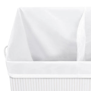 Bambus Wäschekorb Weiß - 2 Fächer, 100L