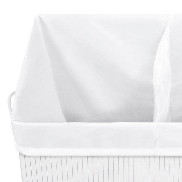 Bambus Wäschekorb Weiß - 2 Fächer, 100L