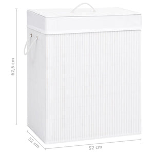 Bambus Wäschekorb Weiß - 2 Fächer, 100L