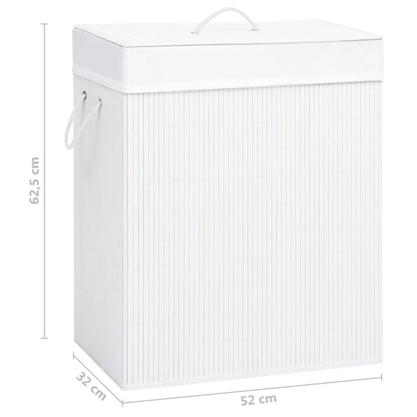 Bambus Wäschekorb Weiß - 2 Fächer, 100L