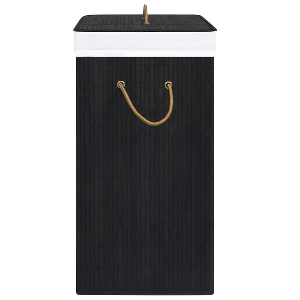 vidaXL Bamboo Laundry Basket with 2 Compartments Black 72 L