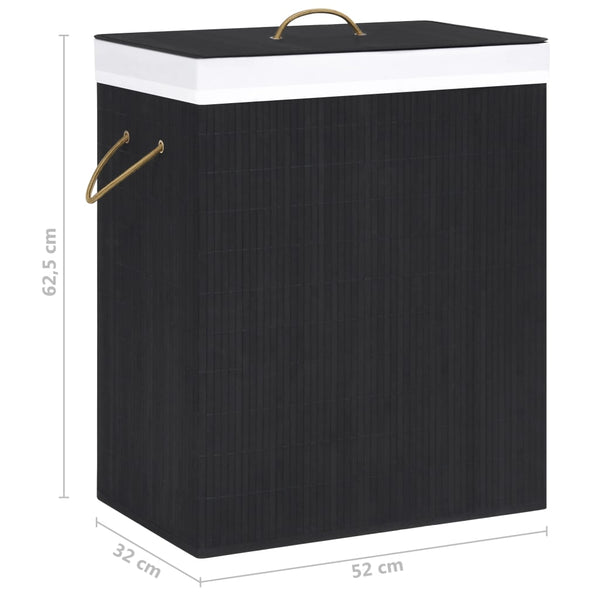 Bambus Wäschekorb Schwarz 100L - 2 Fächer
