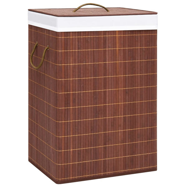 Bambus Wäschekorb Braun 72L mit 2 Fächern