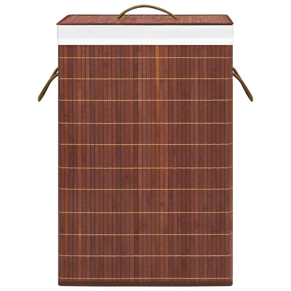 Bambus Wäschekorb Braun 72L mit 2 Fächern