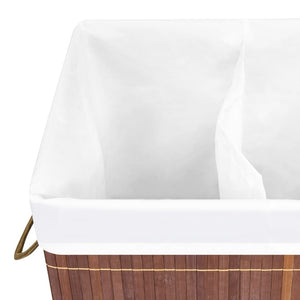 Bambus Wäschekorb Braun 72L mit 2 Fächern