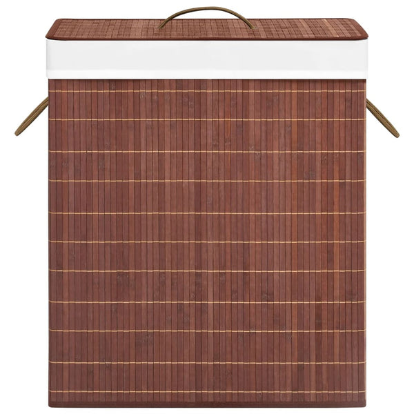Bambus Wäschekorb Braun 100L mit 2 Fächern
