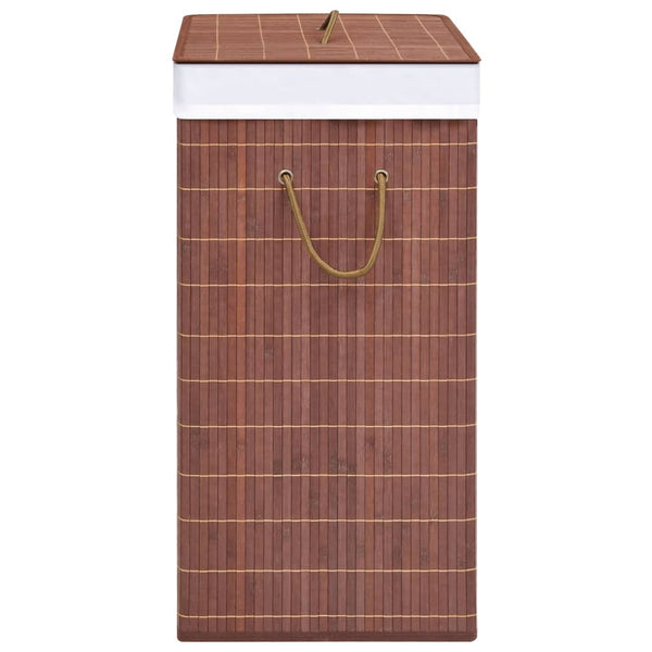 Bambus Wäschekorb Braun 100L mit 2 Fächern