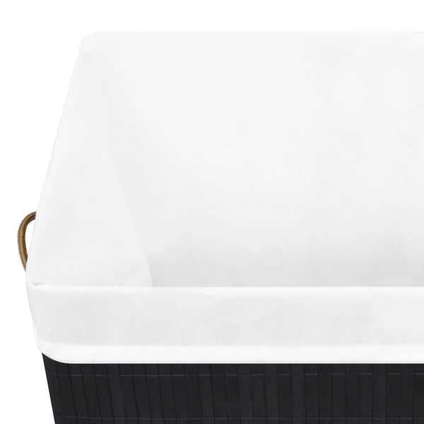 Schwarzer Bambus Wäschekorb 83L