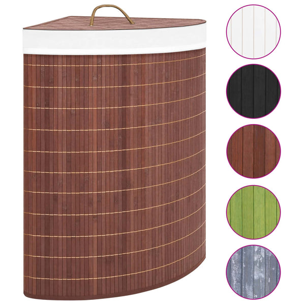 Eck-Wäschekorb Bambus Braun 60L