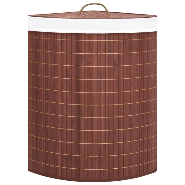 Eck-Wäschekorb Bambus Braun 60L