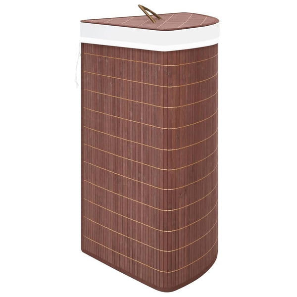 Eck-Wäschekorb Bambus Braun 60L