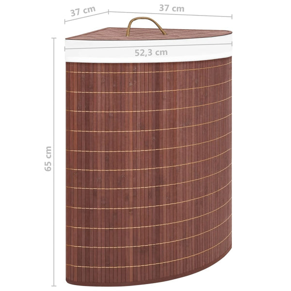 Eck-Wäschekorb Bambus Braun 60L