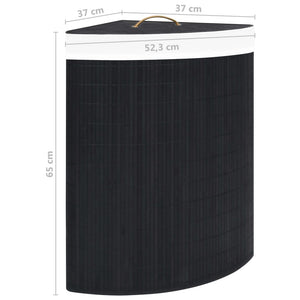 Eck-Wäschekorb Bambus Schwarz 60L