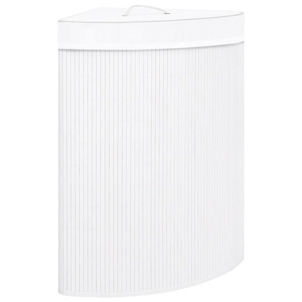 Eck-Wäschekorb Bambus 60L - Weiß