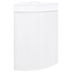 Eck-Wäschekorb Bambus 60L - Weiß