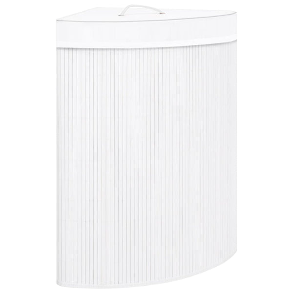 Eck-Wäschekorb Bambus 60L - Weiß