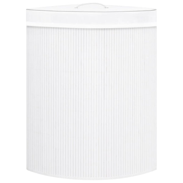 Eck-Wäschekorb Bambus 60L - Weiß