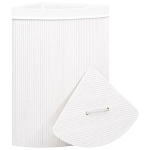 Eck-Wäschekorb Bambus 60L - Weiß
