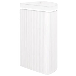 Eck-Wäschekorb Bambus 60L - Weiß
