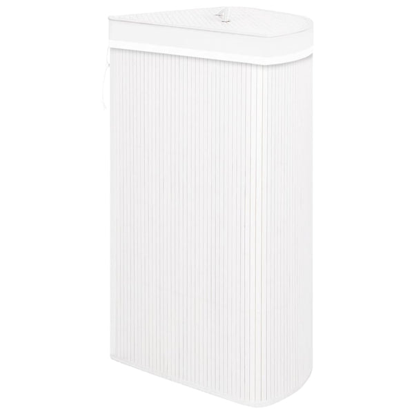 Eck-Wäschekorb Bambus 60L - Weiß