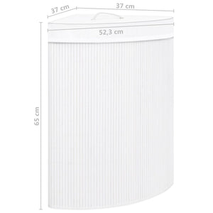 Eck-Wäschekorb Bambus 60L - Weiß