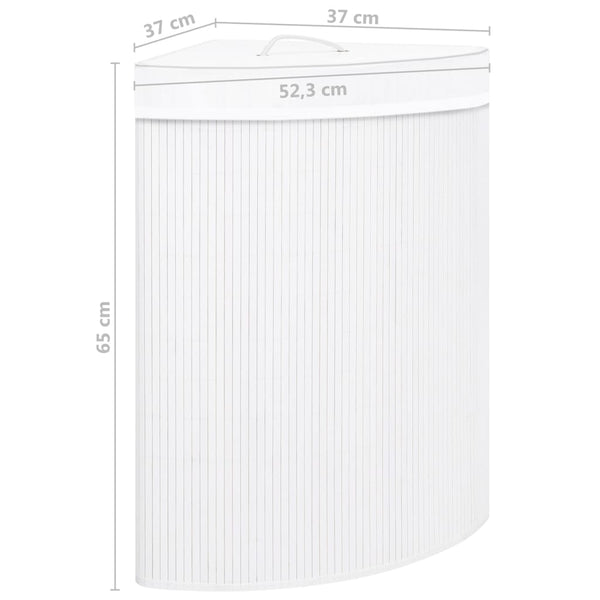 Eck-Wäschekorb Bambus 60L - Weiß