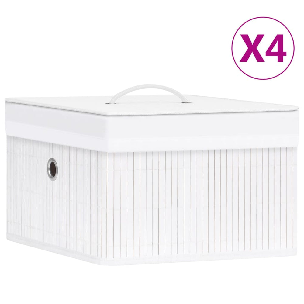 Bambus Aufbewahrungsboxen, 4er Set, Weiß