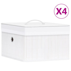 Bambus Aufbewahrungsboxen, 4er Set, Weiß