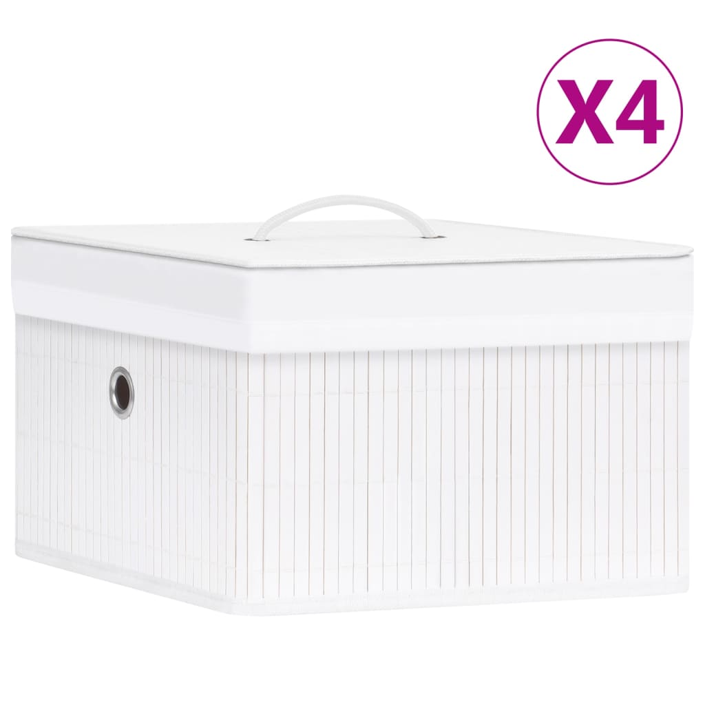 Bambus Aufbewahrungsboxen, 4er Set, Weiß