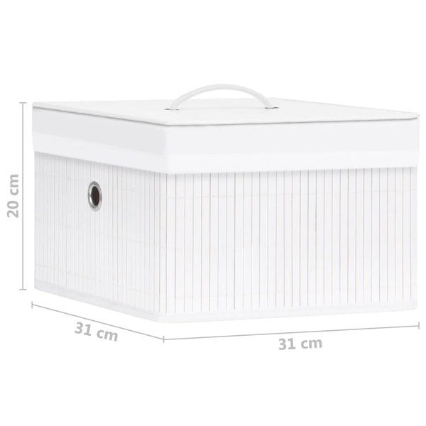 Bambus Aufbewahrungsboxen, 4er Set, Weiß