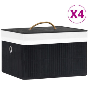 Bambus Aufbewahrungsboxen Schwarz, 4er-Set
