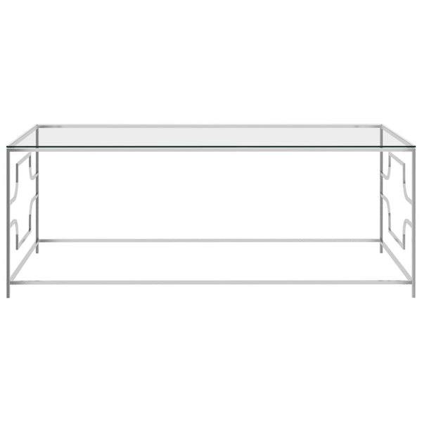 Couchtisch Silbern 120x60x45 cm Edelstahl und Glas