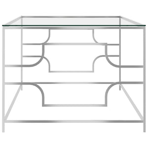 Couchtisch Silbern 120x60x45 cm Edelstahl und Glas
