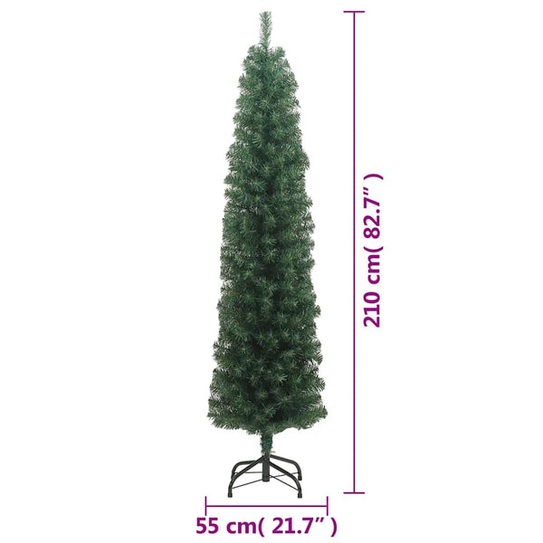 Schlanker künstlicher Weihnachtsbaum Grün 210cm