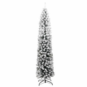 vidaXL Sapin de Noël artificiel fin avec neige Vert 210 cm PVC