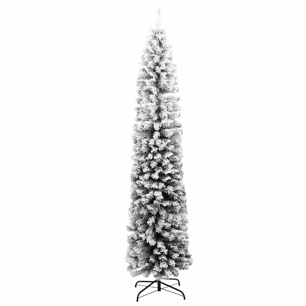 vidaXL Sapin de Noël artificiel fin avec neige Vert 210 cm PVC