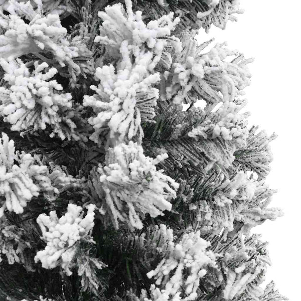 vidaXL Sapin de Noël artificiel fin avec neige Vert 210 cm PVC