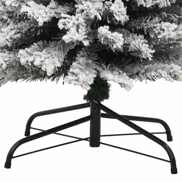 vidaXL Sapin de Noël artificiel fin avec neige Vert 210 cm PVC