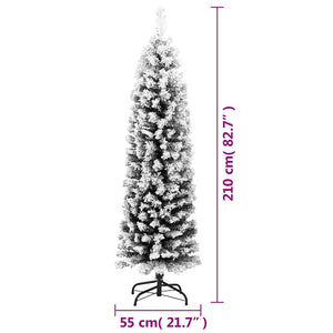 vidaXL Sapin de Noël artificiel fin avec neige Vert 210 cm PVC