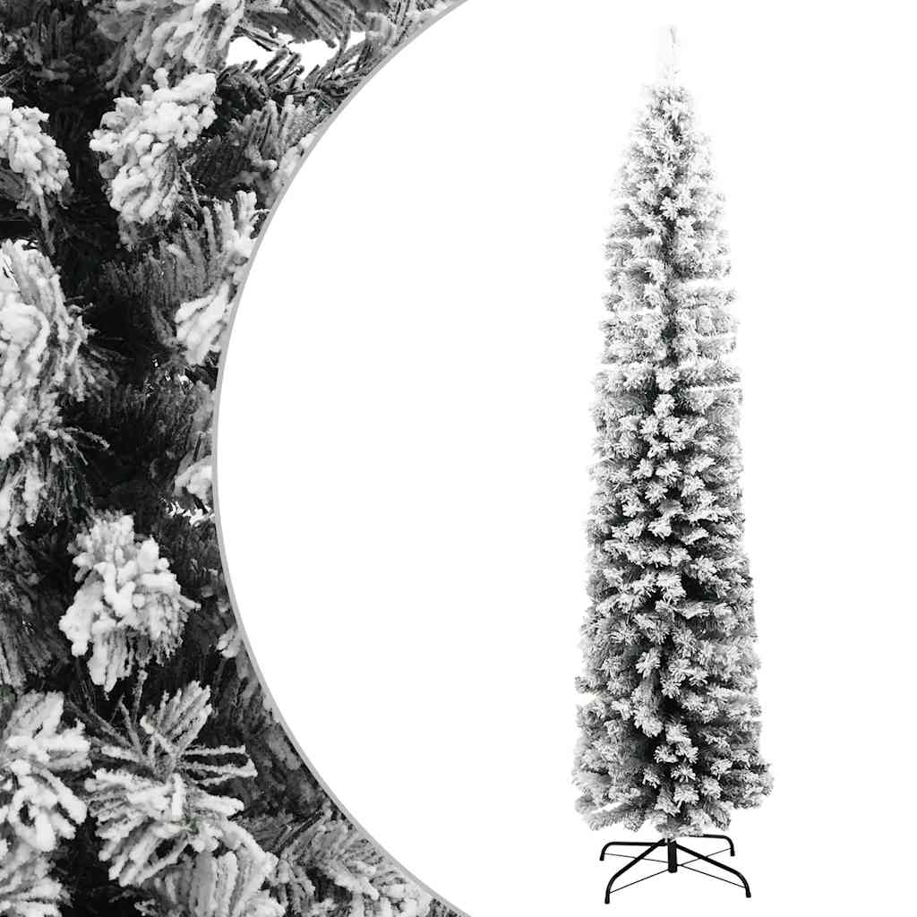 Schlanker, künstlicher Weihnachtsbaum mit Schnee, 240 cm