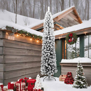 Schlanker, künstlicher Weihnachtsbaum mit Schnee, 240 cm