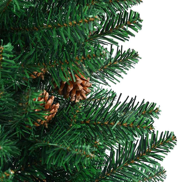 Schlanker Weihnachtsbaum mit Echtholz & Zapfen 210cm