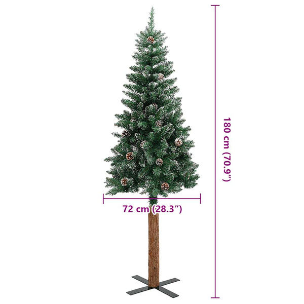 Schlanker Weihnachtsbaum mit Schnee 180cm