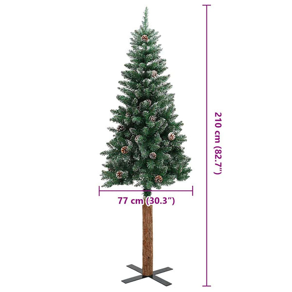 Schlanker Weihnachtsbaum mit Schnee 210cm