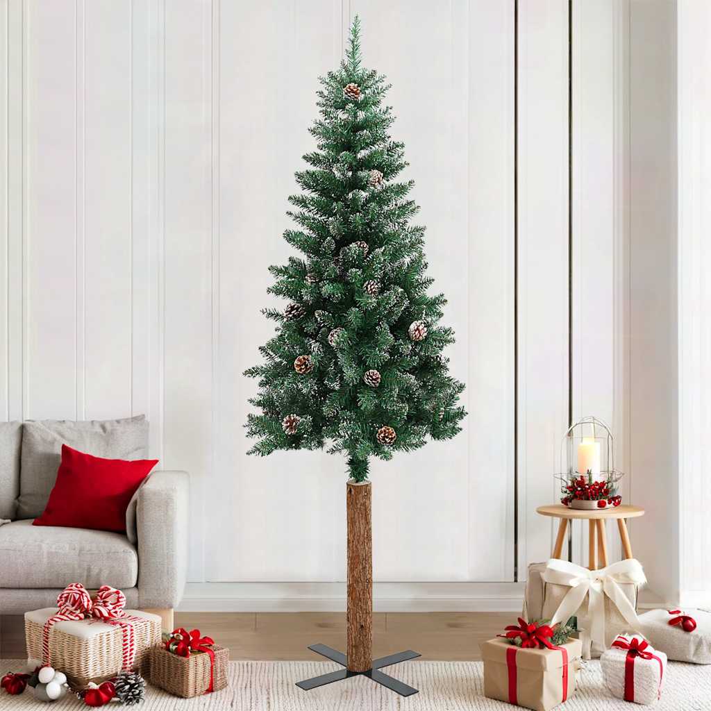 Schlanker Weihnachtsbaum mit Schnee 210cm