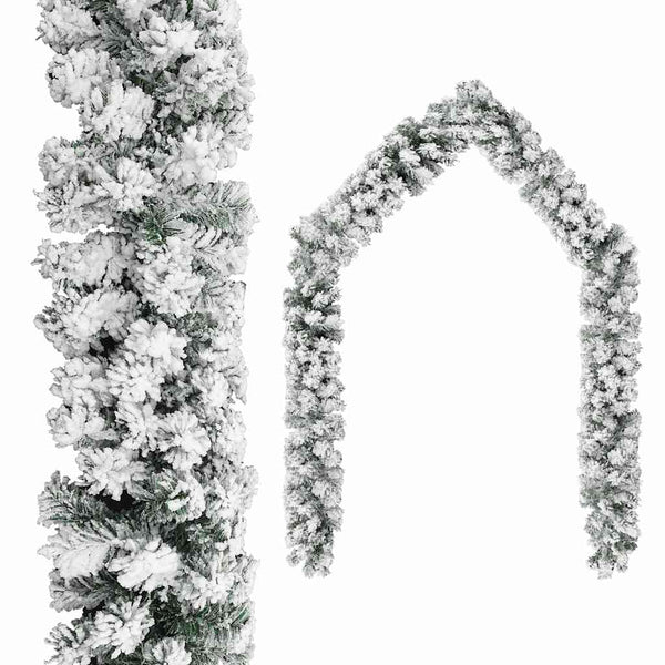 Weihnachtsgirlande Grün mit Schnee 5m