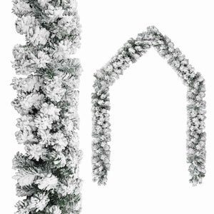 Weihnachtsgirlande Grün mit Schnee 10m