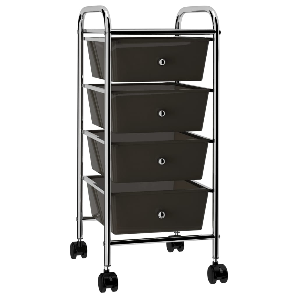 Schwarzer Schubladenwagen mit 4 Schubladen