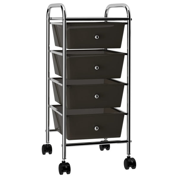 Schwarzer Schubladenwagen mit 4 Schubladen